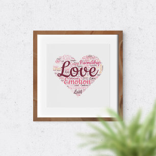 Affiche L'amour dans les mots. La typographie romantique.