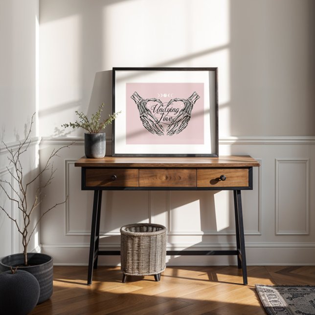 Affiche L'amour désespéré Gothique Squelette Mains Coeur (Undying Love Gothic Goth Skeleton Hands Heart Poster)