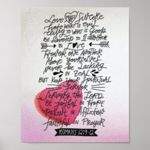 Affiche L'amour doit être Sincère Valentines Bible Verse