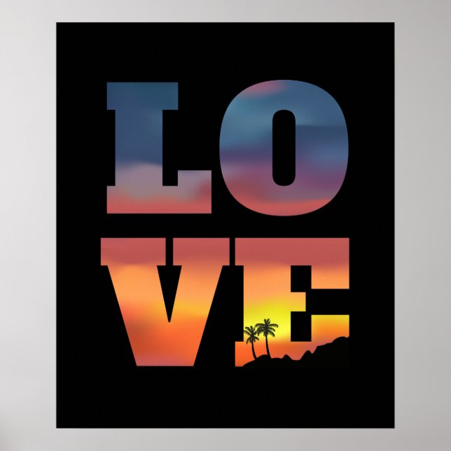 Affiche L'amour du coucher de soleil tropical (Devant)
