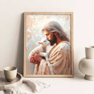 Affiche L'Amour d'un Berger, Art Chrétien, Jésus Sauve le