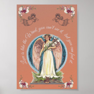 AFFICHE L'AMOUR EST COMME LE VENT INSPIRATION FLORALE ANGÉ