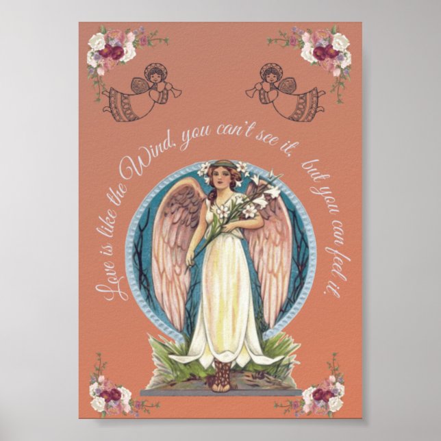 AFFICHE L'AMOUR EST COMME LE VENT INSPIRATION FLORALE ANGÉ (Devant)