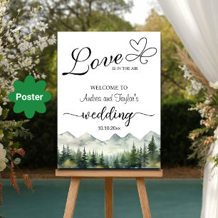Affiche L'amour est dans l'air Élégant Mariage Bienvenue