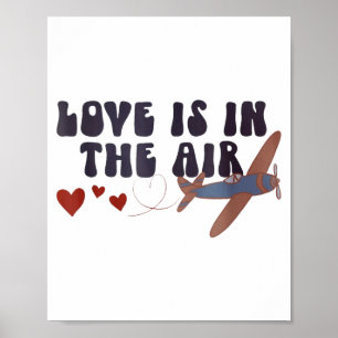 Affiche L'amour est dans l'air Saint-Valentin Avion