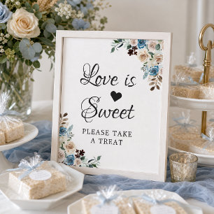 Affiche L'amour est Douce Bohème Bleu Poussiéreux Beige Fl