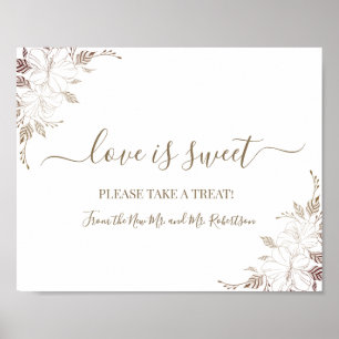 Affiche L'amour est Douce Dessert Table Mariage Floral Sig