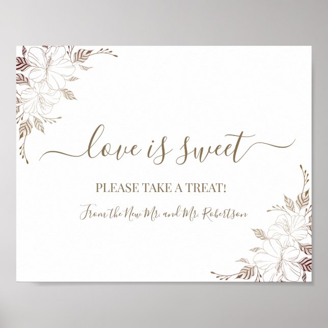 Affiche L'amour est Douce Dessert Table Mariage Floral Sig (Devant)