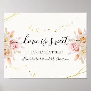 Affiche L'amour est Douce Dessert Table Mariage Floral Sig
