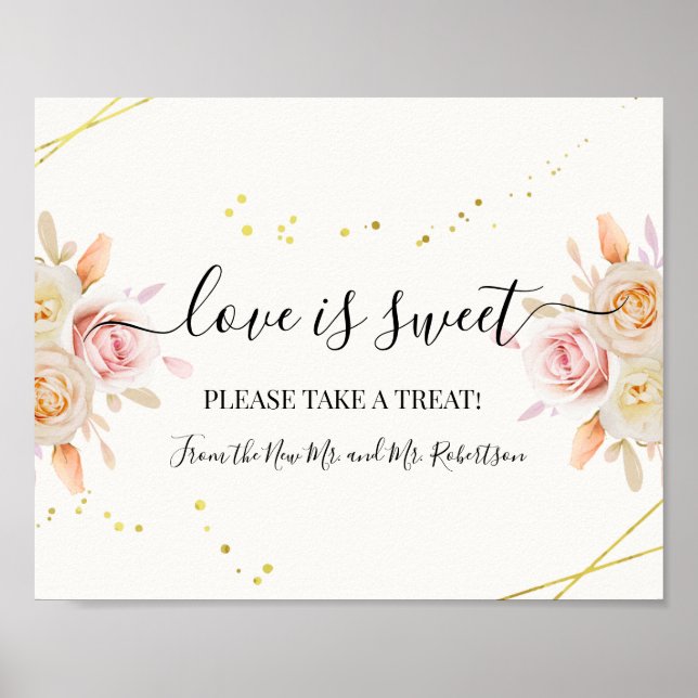 Affiche L'amour est Douce Dessert Table Mariage Floral Sig (Devant)