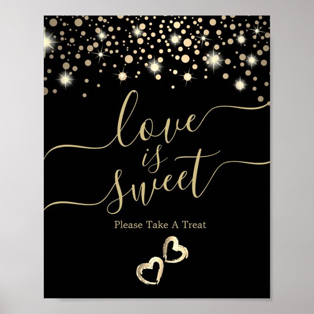 Affiche L'amour est doux avec des points de Confetti d'or  (Devant)