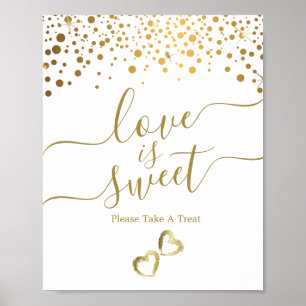 Affiche L'amour est doux avec des points de confetti d'or