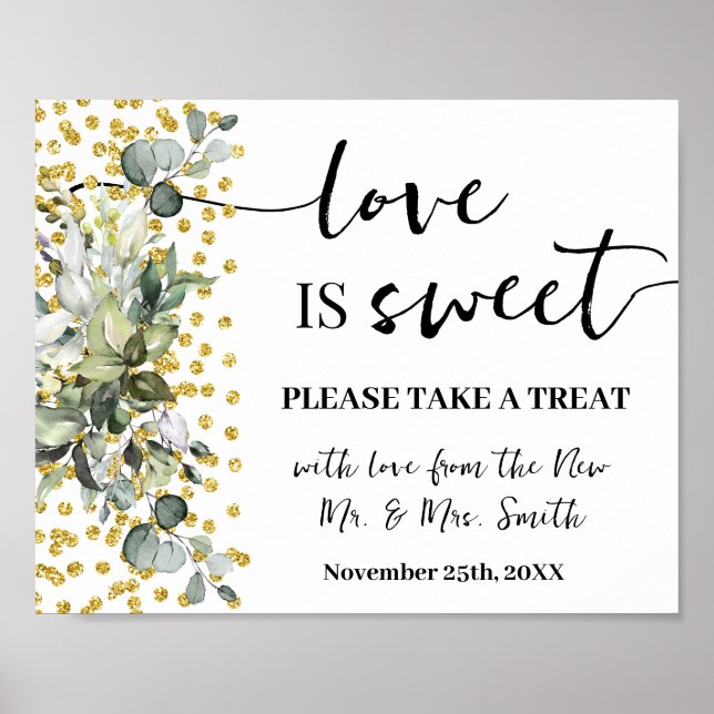Affiche L'amour est doux Dessert Table Mariage Eucalyptus (Devant)