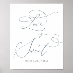 Affiche L'amour est doux Dusty bleu gris minimaliste Maria