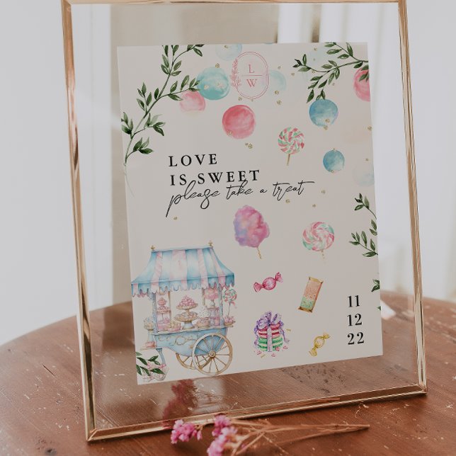 Affiche L'amour est doux | Panneau de dessert de mariage (Créateur téléchargé)