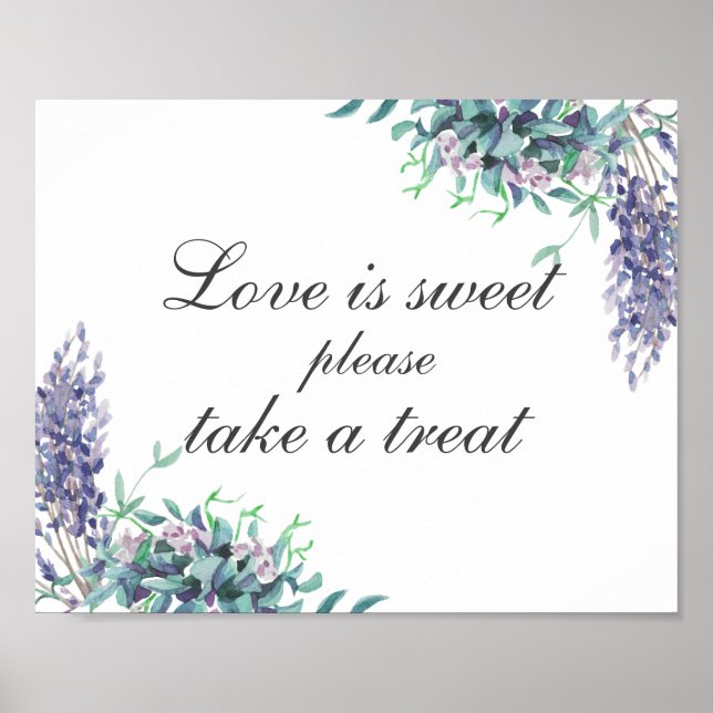 Affiche L'amour est doux, prenez une friandise. Fleurs vio (Devant)