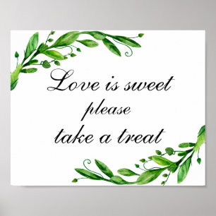 Affiche L'amour est doux, prenez une friandise imprimée. P
