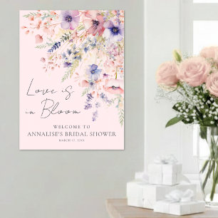 Affiche L'amour est en fleurs Fête de mariage rose blush