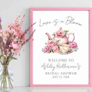 Affiche L'amour est en fleurs Signe de thé floral pour la