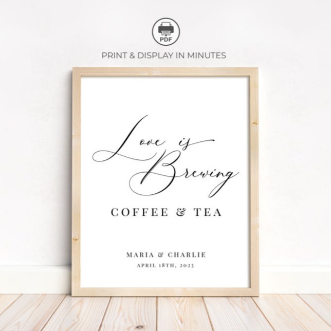 Affiche L'amour est en train de faire du café de mariage m (Créateur téléchargé)