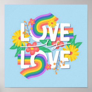 Affiche L'amour est l'amour Pastel Gay pride Rainbow