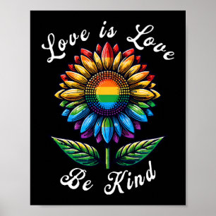 Affiche L'amour est l'amour Rainbow Sunflower LGBT+ Gay Le