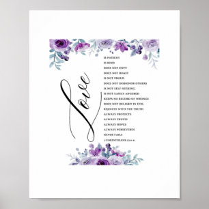 Affiche L'amour est patient, Kind ne jalouse pas Verset bi