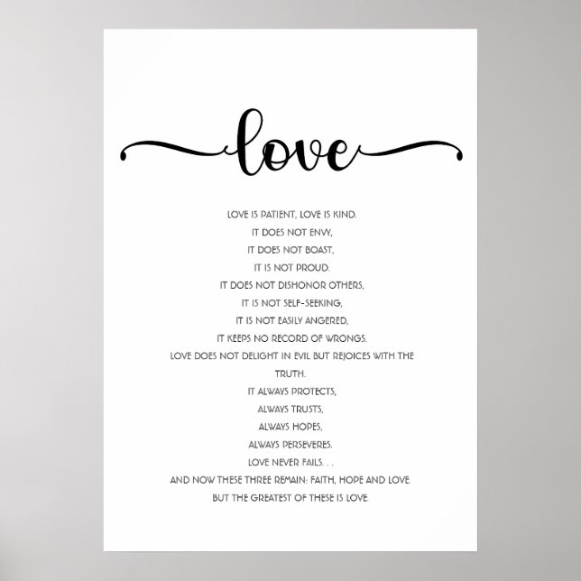 Affiche L'amour est patient, l'amour est gentil, verset de (Devant)