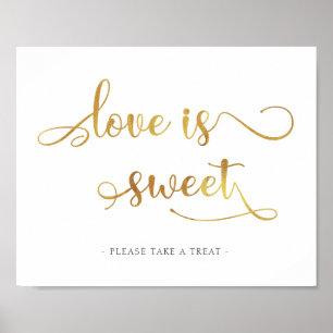 Affiche "L'amour est sucré" dessert en or en faveur du Mar