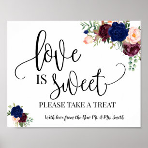 Affiche L'amour est sucré table de desserts mariage marine