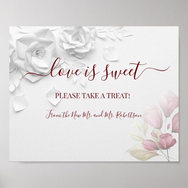 Affiche L'amour est Sweet Dessert Table Florale Mariage (Devant)