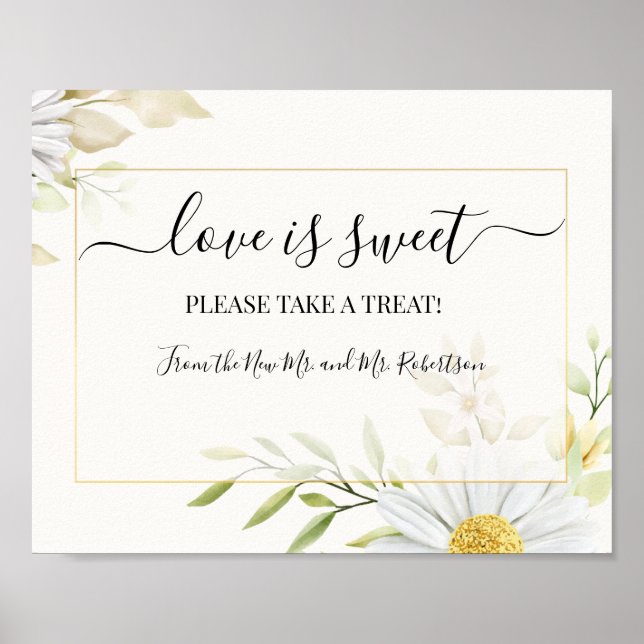 Affiche L'amour est Sweet Dessert Table Mariage Vert Signa (Devant)