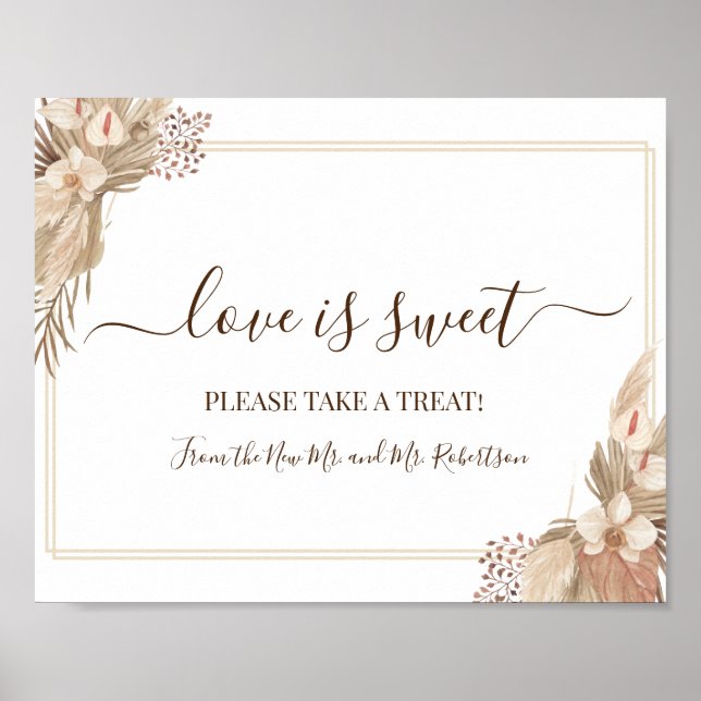 Affiche L'amour est Sweet Dessert Table Mariage Vert Signa (Devant)
