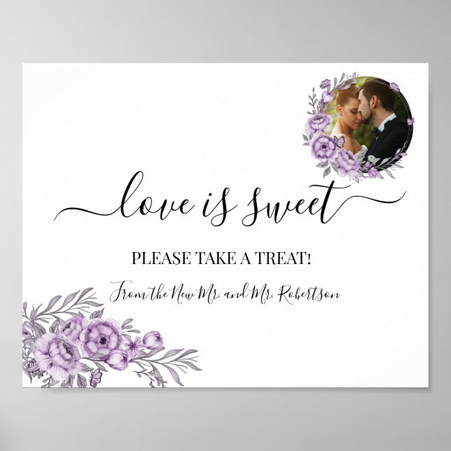 Affiche L'amour est Sweet Dessert Table Mariage Vert Signa (Devant)