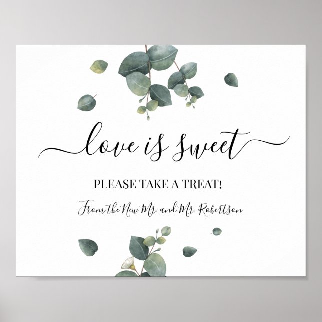 Affiche L'amour est Sweet Dessert Table Mariage Vert Signa (Devant)