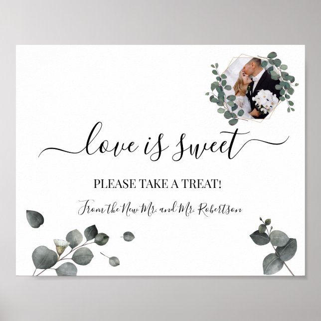 Affiche L'amour est Sweet Dessert Table Mariage Vert Signa (Devant)