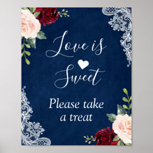 Affiche L'amour est Sweet Navy Blush Floral Lace