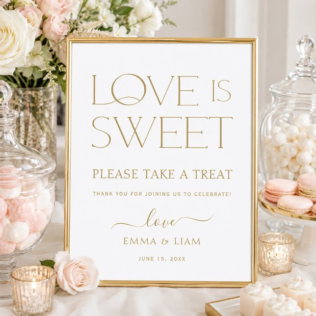 Affiche L'amour est un doux panneau de table pour cadeaux  (Créateur téléchargé)