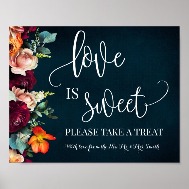 Affiche L'amour est un doux vin de table de mariage marine (Devant)