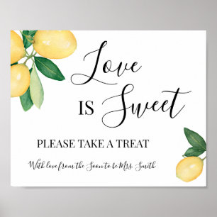 Affiche L'amour est une douce table de desserts de mariage