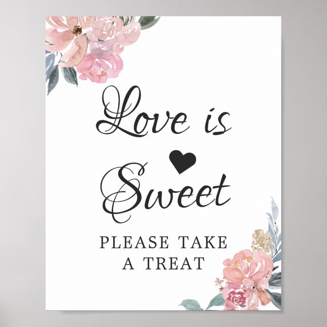 Affiche L'amour est une écriture calligraphique douce Fleu (Devant)