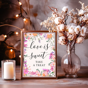 Affiche L'Amour Est Une Fête des mariées Florale Rose Boho