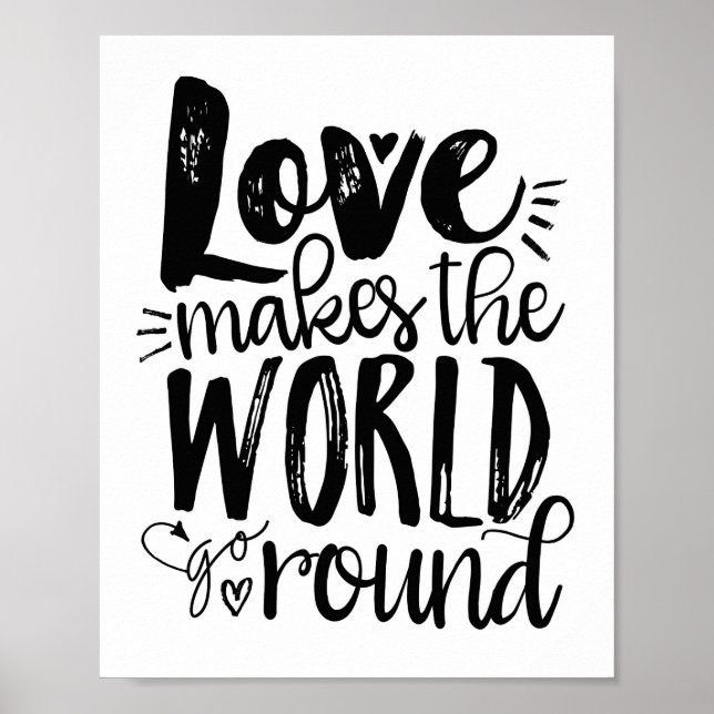 Affiche L'amour fait tourner le monde Quote Art Print (Devant)