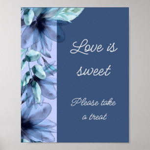 Affiche L'amour floral bleu poussiéreux est une douce fête