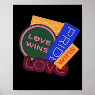 Affiche L'amour gagne. Fierté. La fierté l'emporte. LGBT+P