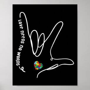 Affiche L'amour n'a pas besoin de mots Asl Pièce de puzzle