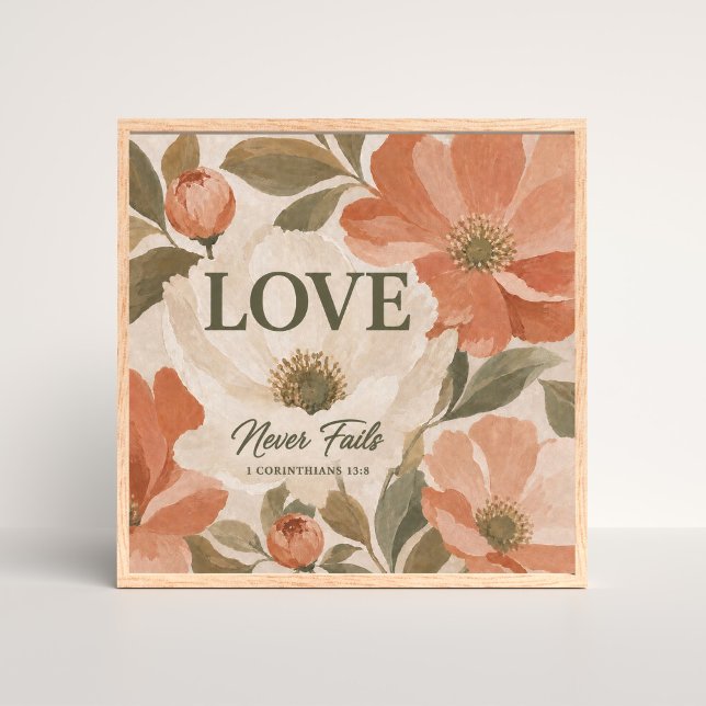 Affiche L'AMOUR NE MANQUE JAMAIS | Cadeau de mariage chrét (Créateur téléchargé)