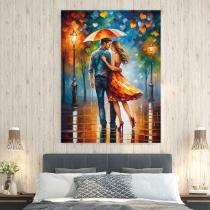 Affiche L'Amour Romantique Et Coloré Est Dans L'Air Sur Le