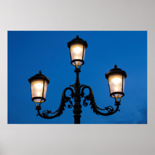 Affiche Lampe allumée la nuit, Venise