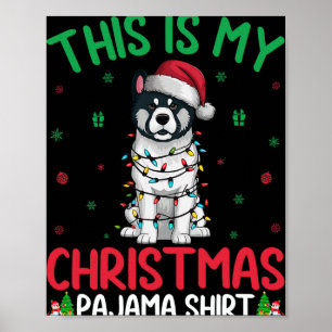 Affiche Lampe d'arbre de Noël moche Père Noël Akita chien 